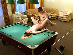 Blonde amateur fucked on billiard table